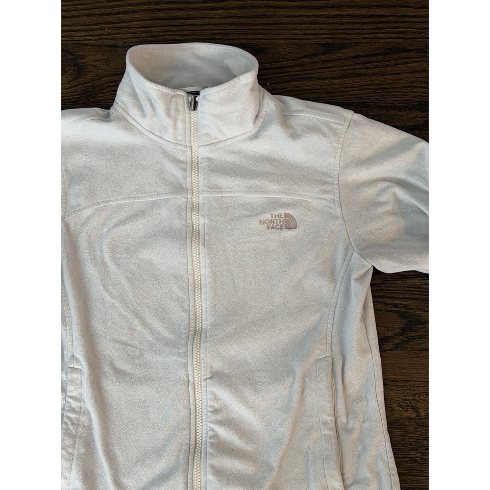 The North Face Womens Medium Full Zip Fleece Jacket Coat White